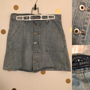 Lucky Brand Button Front Pocket Skirt Denim Sz 27